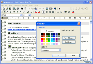 Main window of the ActionTest demo